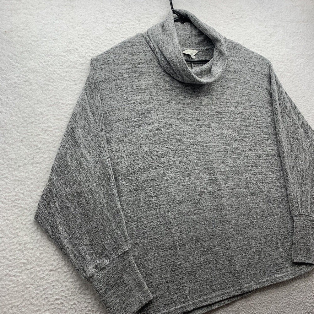 Lucky Brand Sweater Womens Large Heather Gray Relaxed Cowl Neck Soft Thin Preppy - Picture 3 of 16